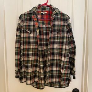XS Madewell Plaid Flannel Button-Down Shirt